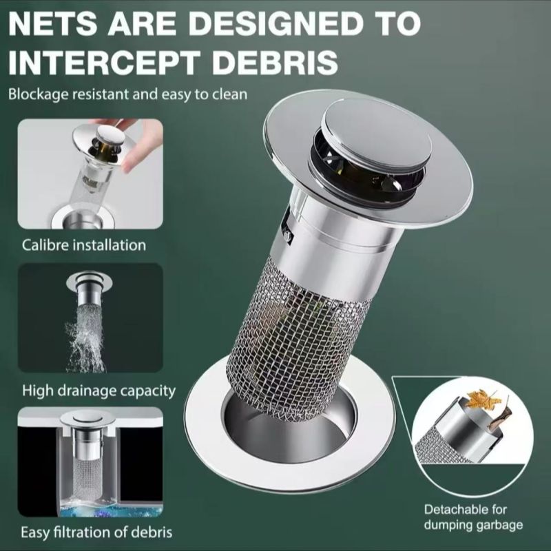 Modern Design Push Out Drainage Filter Overflow Plug, Used For Overall Household Bathroom Sink Drainage_voghion.com