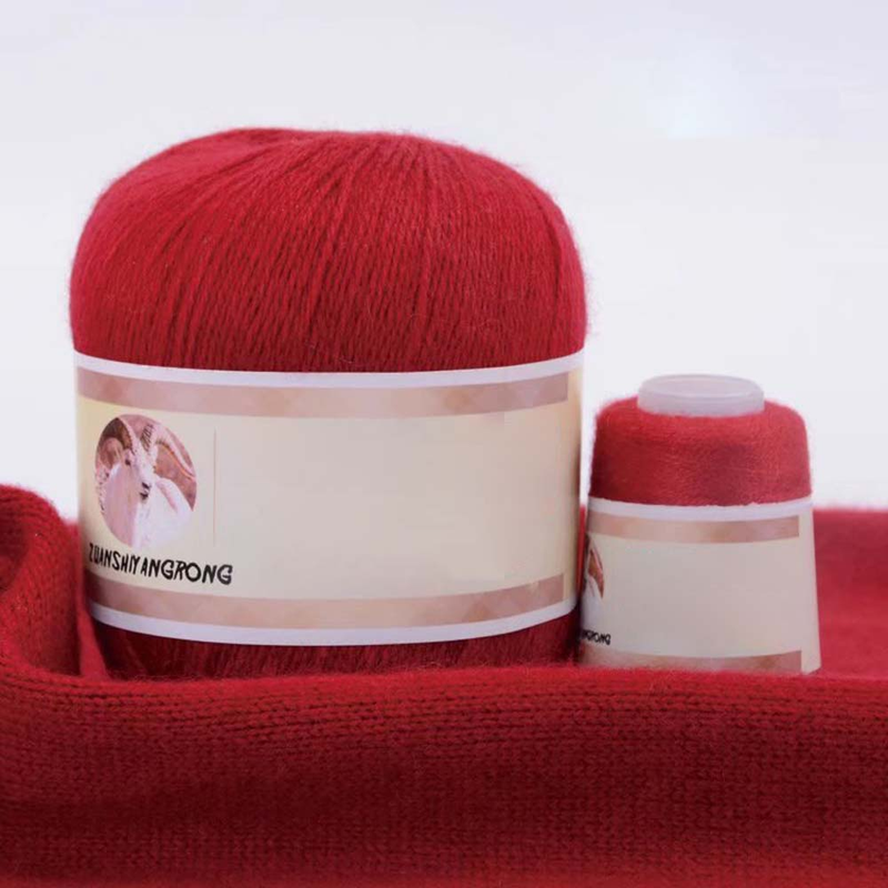 Cashmere Garn Medium Tykt 6+6 Uldgarn Maskinstrikket Baby tørklædegarn Minkgarn Håndstrikket Rød Pink Series_voghion.com