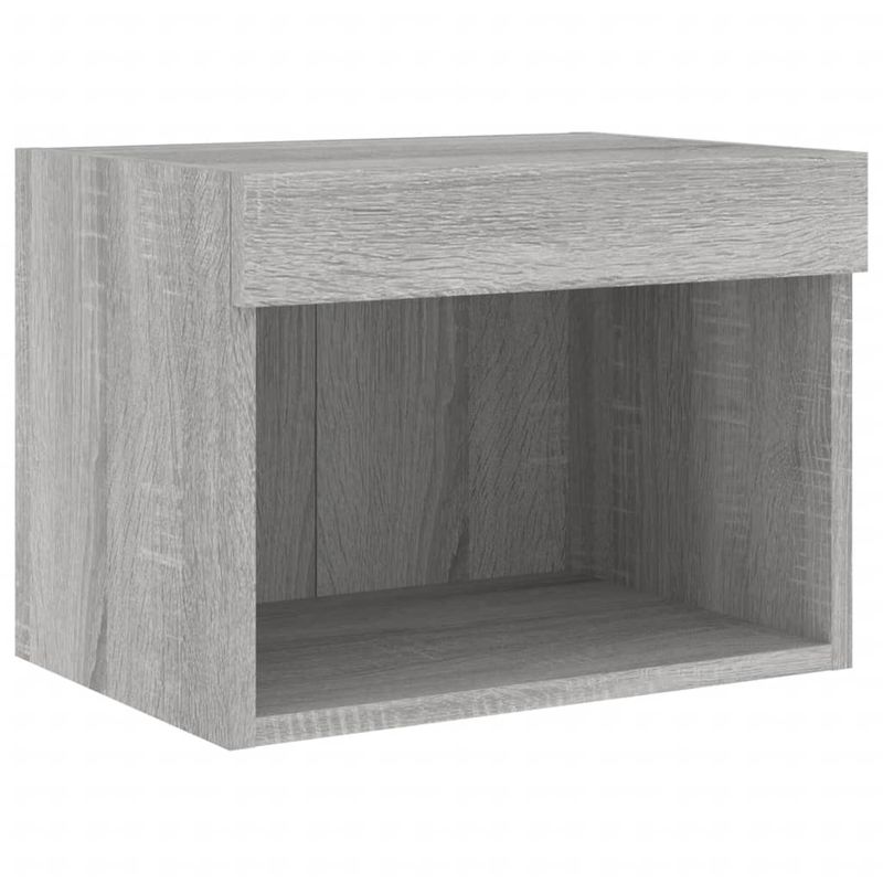 Wand-Nachttische mit LED-Leuchten 2 Stk. Grau Sonoma_voghion.com
