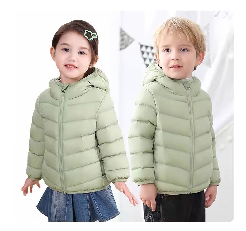 Leichter Daunenmantel mit Kapuze für Jungen und Mädchen, Wintermantel mit 90 % weißer Entenfederfüllung, wasserabweisendem Nylon-Obermaterial, 7 Farben (90–160 cm)_voghion.com