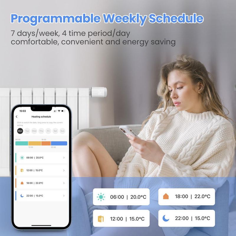 Tuya ZigBee Heizkierper Aktuator Thermostat Smart TRV Thermostat Vae Temperaturregler Ënnerstëtzung Alexa Google Home_voghion.com