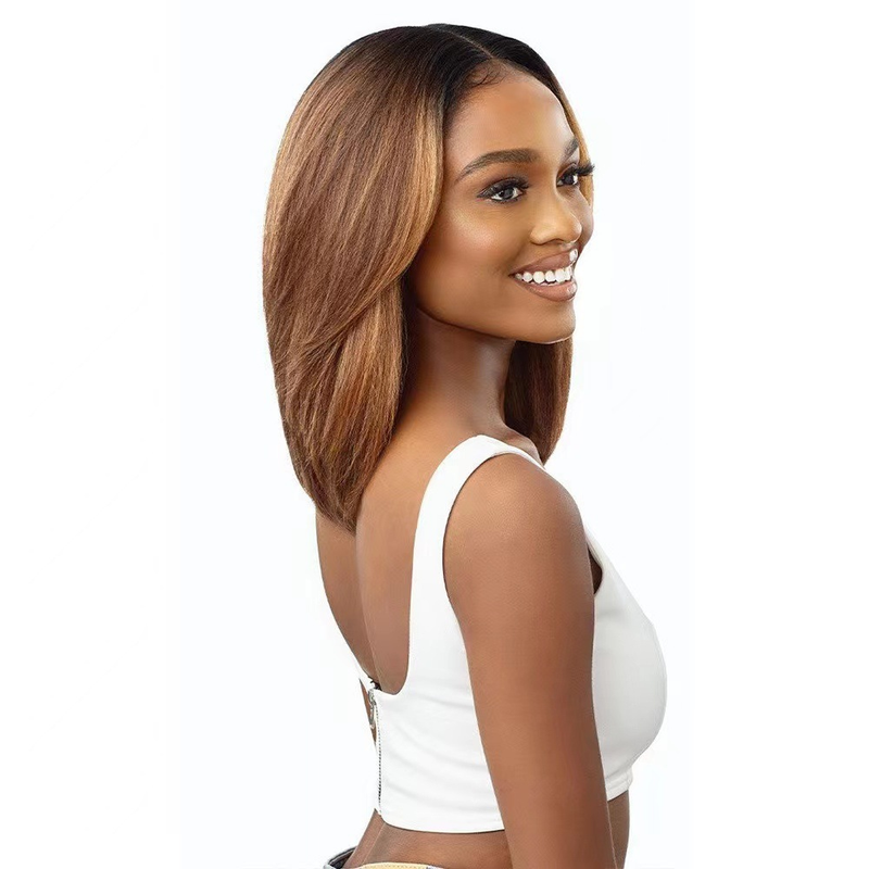 Perücke neue Perücke Damen kurze Haare braun Bobo Kopf Reparatur Gesicht mittellanges lockiges Haar Mittelteil Pony volle Kopfbedeckung_voghion.com