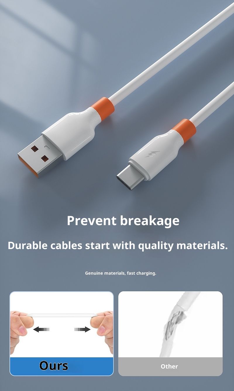 Digitex Liquid Silicone Compatible With Huawei Android Type-C Mobile Phone Flash Fast Charging Data Cable Orange Head_voghion.com