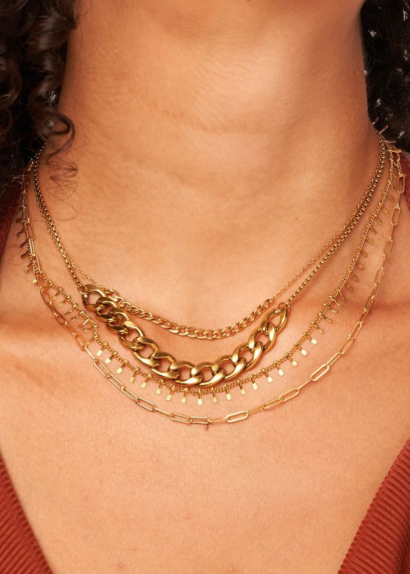 Collier en acier inoxydable incolore style automne-hiver pour femme, design hip-hop léger et unique sur Instagram_voghion.com