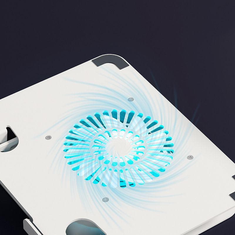 Soporte para portátil ajustable y giratorio de 360° con ventilador RGB desmontable y soporte de refrigeración integrado._voghion.com
