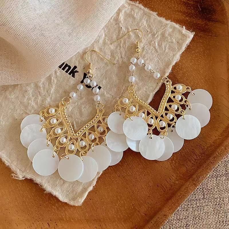 Resort Style Beach Large Flower Raffia High-End Light Luxury Starfish Studs Niche Elegant Earrings_voghion.com