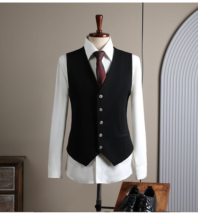 Men's Clothing Three Piece Groomsmen Double Breasted Suit Set 3-Piece Wedding Groom Tuxedo Formal Business Blazer & Pants Slim Fit Stretch Comfortable_voghion.com