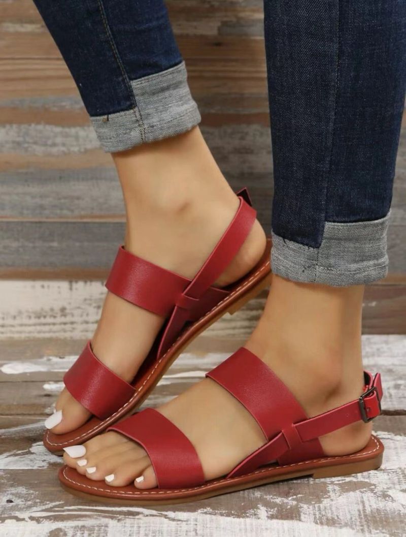 Roman summer new fashionable comfortable for external wear. Women's with ankle strap and round toe flat sole sandals in_voghion.com
