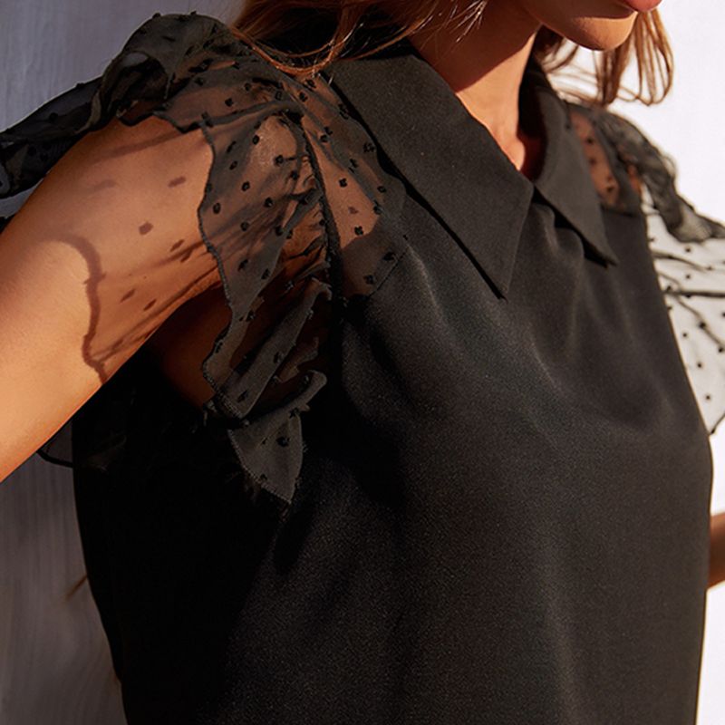 Women's Blouse Short Sleeve Blouses Simple Style Solid Color_voghion.com