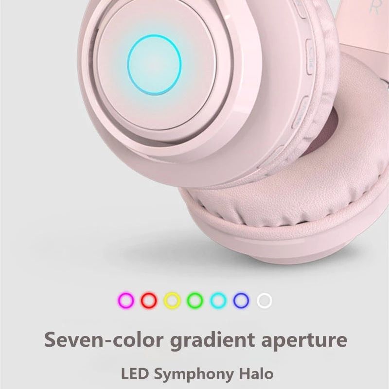 BT06C Söpö Langaton Bluetooth 5.0 Kuulokkeet Lapsille Mikrofonilla LED-Valolla Tukee Aux-In-liitäntää (Violetti)_voghion.com
