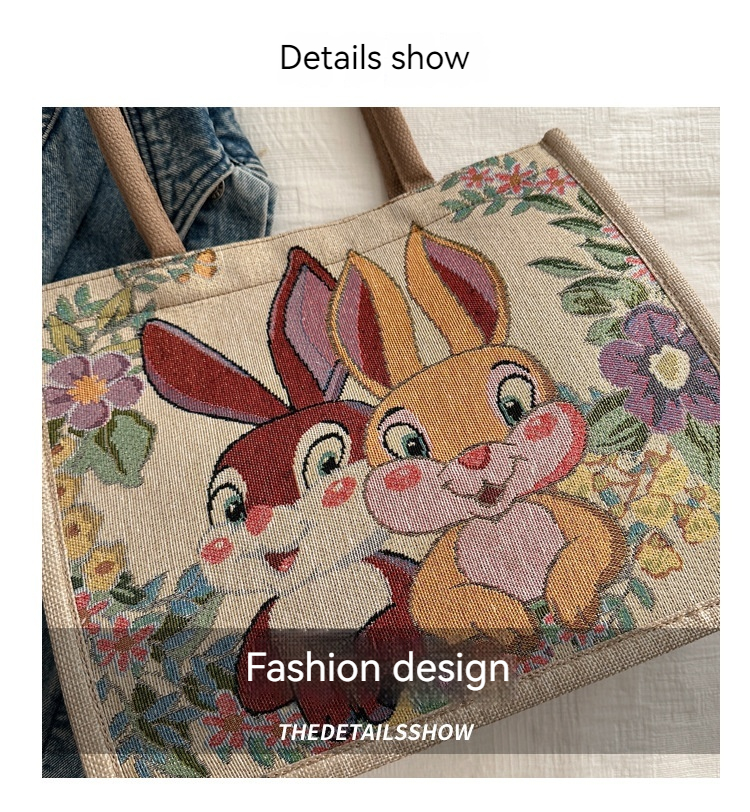 Ethnic Style Cartoon Elephant Xishuangbanna Tourism Handbag, Women's Shoulder Bag, Embroidered Canvas Bag_voghion.com
