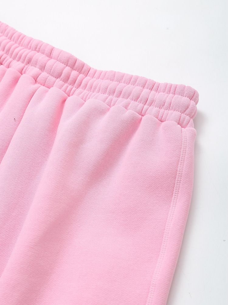 Abbigliamento da donna nuovo stile felpa corta con cappuccio pantaloni da jogging larghi in flanella_voghion.com