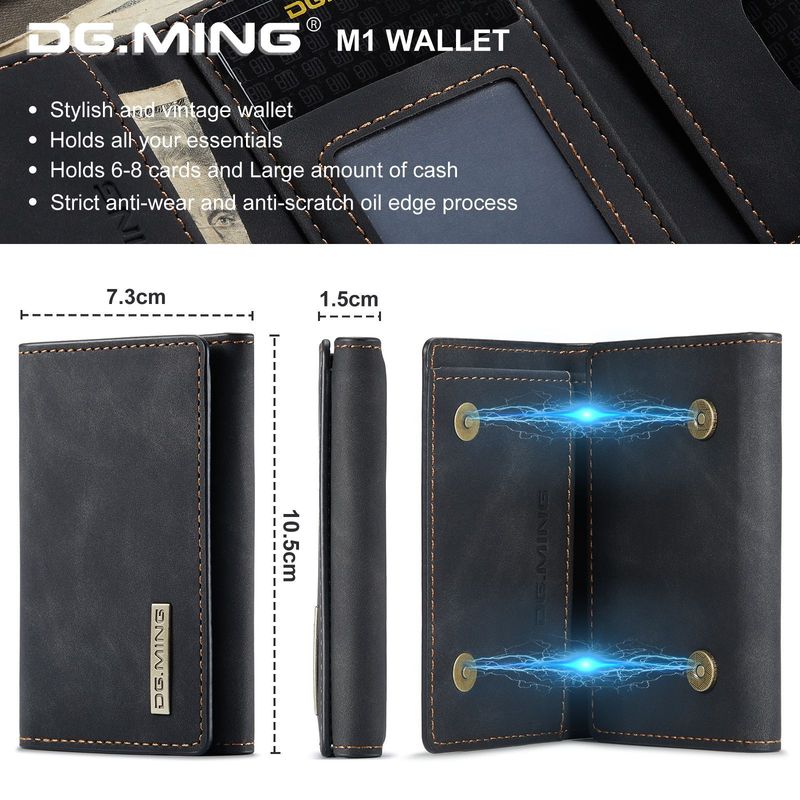DG.MING Cartera pequeña de mano roja para mujer Cartera de gran capacidad con múltiples tarjetas Cartera pequeña magnética multifuncional_voghion.com