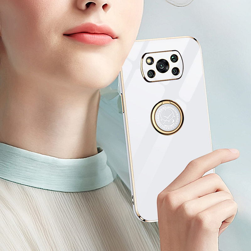 Fonda Per Xiaomi Poco M4 Pro 5G X3 Pro F3 M3 Custodia per telefono placcatura di lusso per Poco M3 Pro X3 NFC Cover posteriore con anello Holde_voghion.com