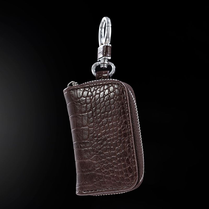 New Men's Crocodile Pattern Car Stylish Business Zipper Keychain Waist Hanging Key Case_voghion.com
