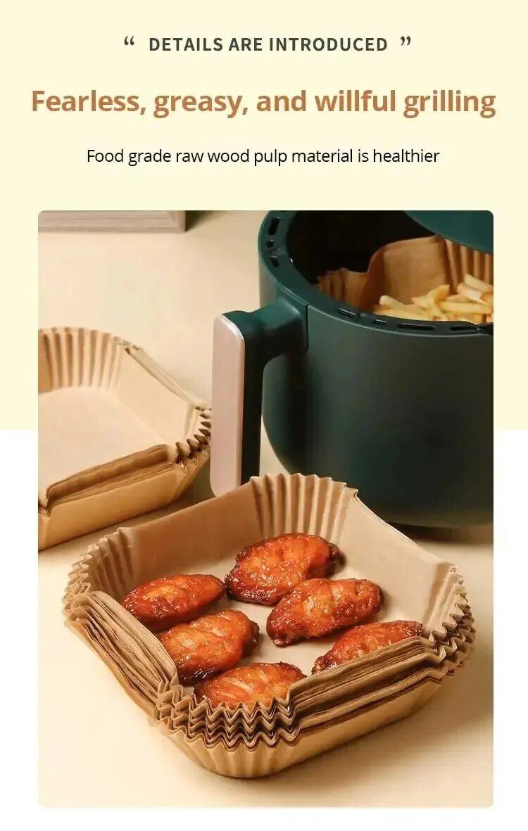 50Pcs Air Fryer Disposable Paper Non-Stick Airfryer Baking Papers Round Air-Fryer Paper Liners Paper Kitchen Accessories_voghion.com