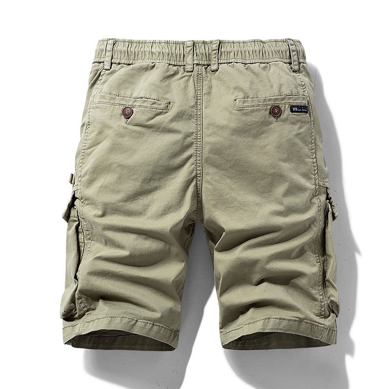 Solid Color Multi Pocket Loose Workwear Shorts For Men's Summer New Style, Youth Micro Elastic Lace Up Casual Pants_voghion.com
