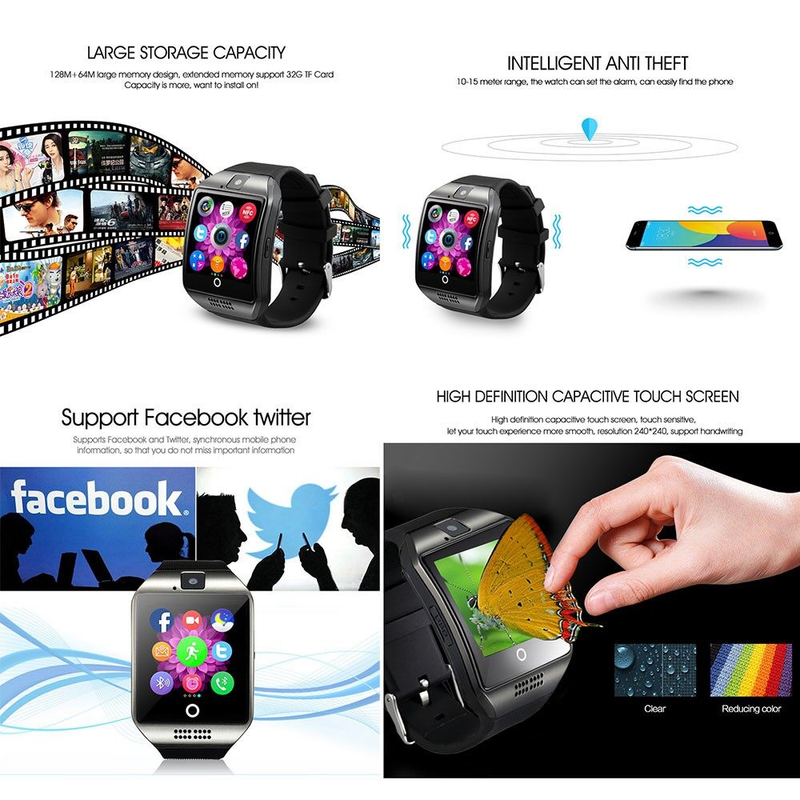 ♥ Ready Stock +FREE Shipping ♥ Q18 Smart Watch Bluetooth Touchscreen with Camera Smart SIM Card Wrist for Android Phone_voghion.com