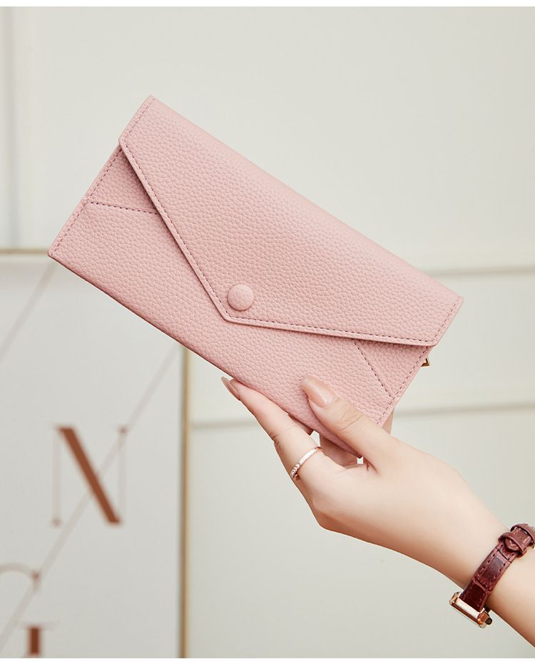 Damen- und Herren-Geldbörse, RFID-Schutz, Diebstahlschutz, Damen-Geldbörse, weiches Lychee-Leder, lange Umschlagtasche, ultradünne und einfache Clutch_voghion.com