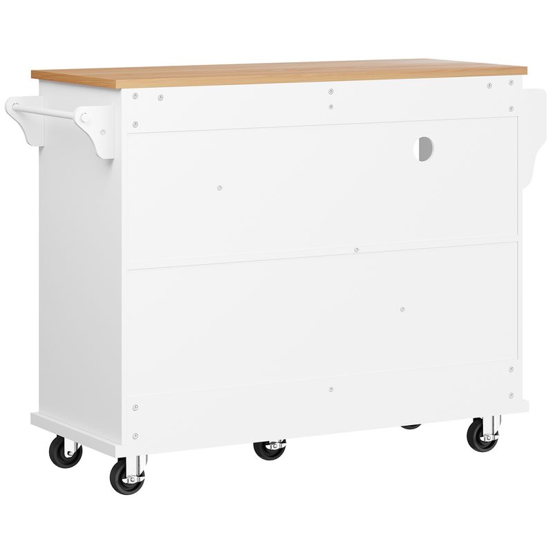 Esszimmerwagen Weiß 129x92cm Mit Schubladen, Hellbrauner Arbeitsplatte_voghion.com