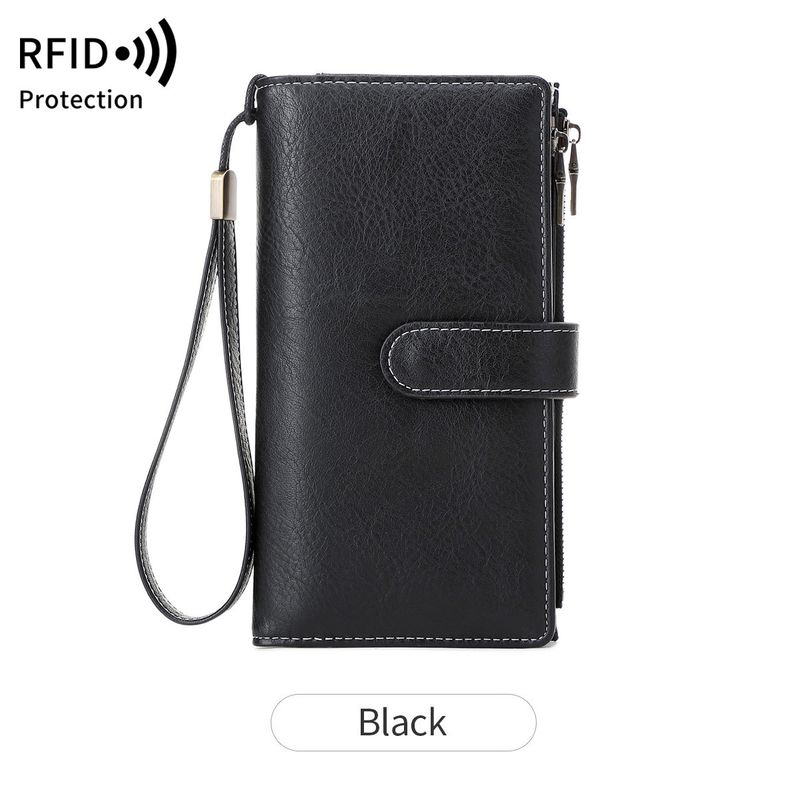 New RFID 702025 Off Long Multifunctional Women Wallet Solid Color Portable Clutch_voghion.com
