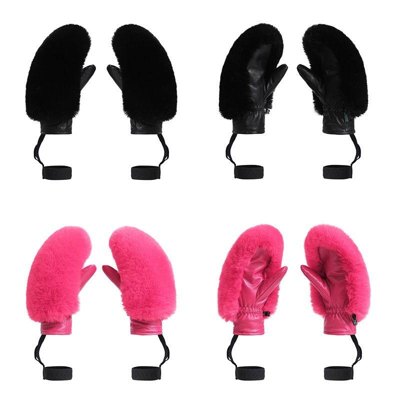 001 Winter New Women, Windproof, Cold-Proof, Warm, Fleece-Lined, Cross-Border Trade, Plush Ski Gloves For Ladies_voghion.com