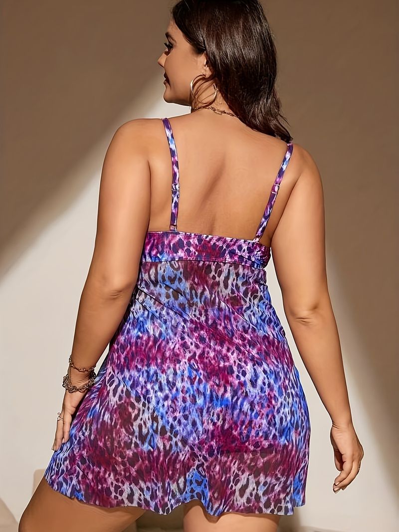 Ensemble bikini sexy à imprimé léopard et dos croisé pour femme - Maillot de bain grande taille avec rembourrage amovible et bretelles réglables_voghion.com