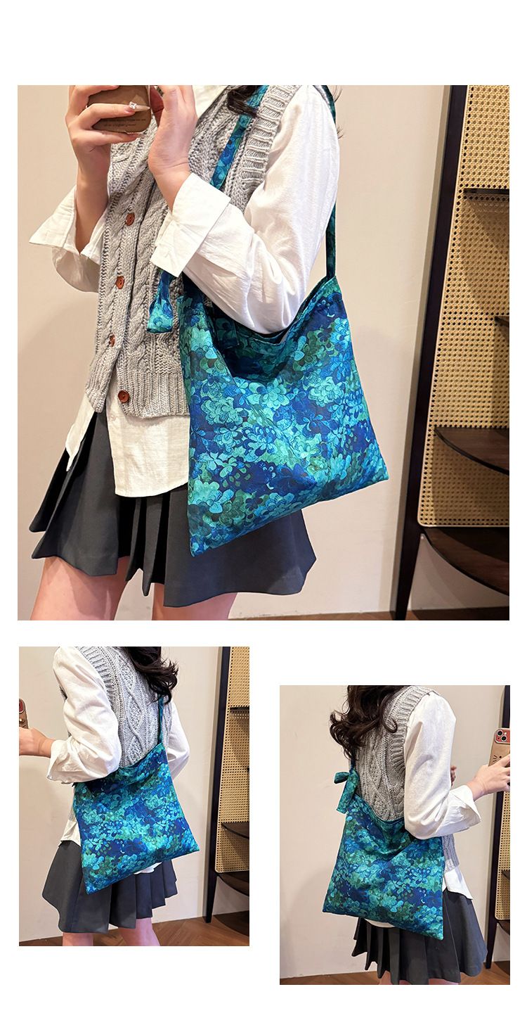 Damentaschen Freizeit Lazy Style Stickerei Zen Tragetasche Große Kapazität Leichte Pendler-Schulter-Umhängetasche Für Frauen_voghion.com