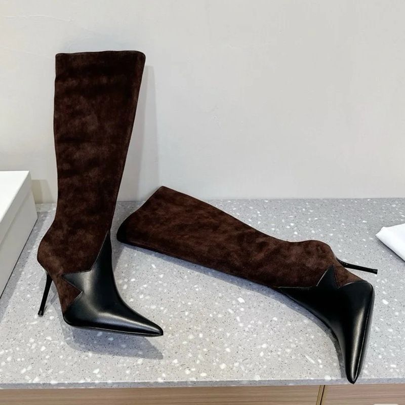 High End Niche 2025 Autumn And Winter Spicy Girl Pointed Thin Heels Show Off Thinness, Side Zipper High Leg Knight Not_voghion.com