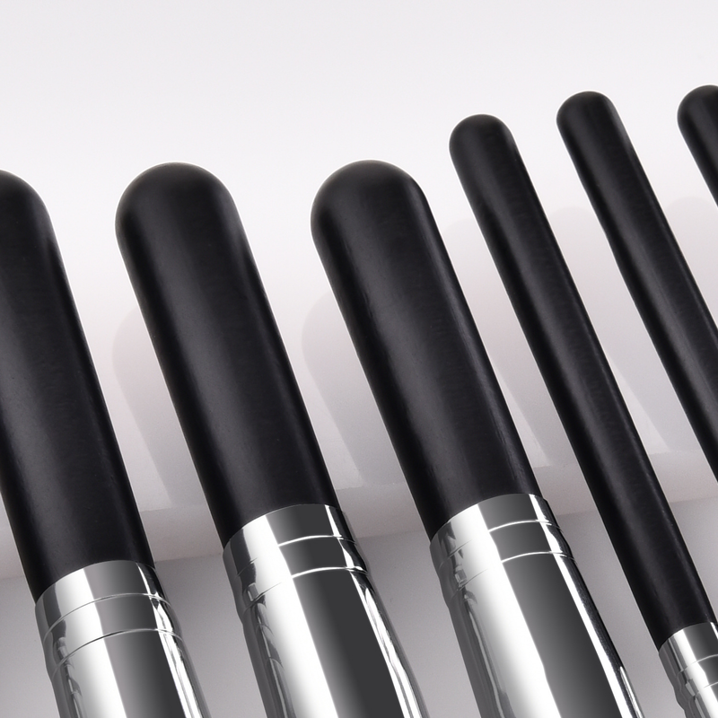 14-piece makeup brush set, black and silver, five big and five small, double-headed eyelash brush, makeup tools GUJHUI_voghion.com