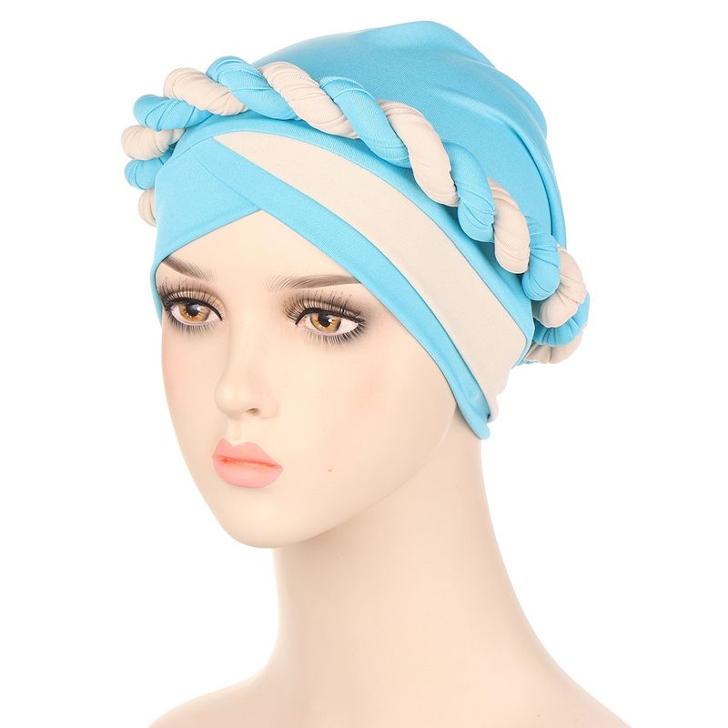 zweifarbige, einfach geflochtene Turban-Mütze aus Milchseide_voghion.com