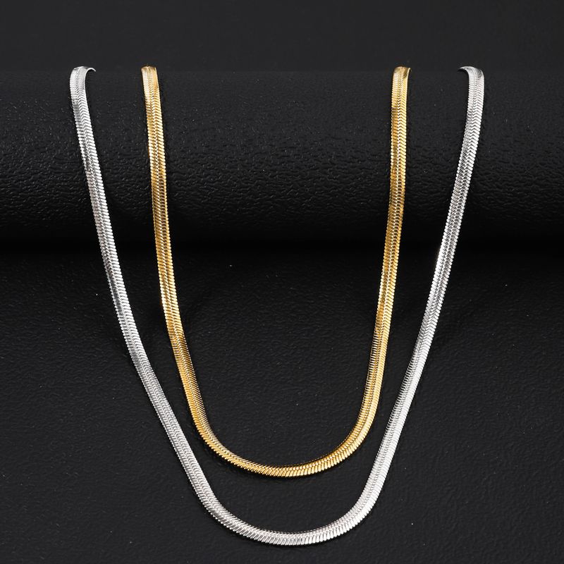 Collane Collana con catena a forma di serpente in acciaio inossidabile, semplice e alla moda, con catena per clavicola, da donna, in acciaio al titanio placcato oro vero 18 carati_voghion.com