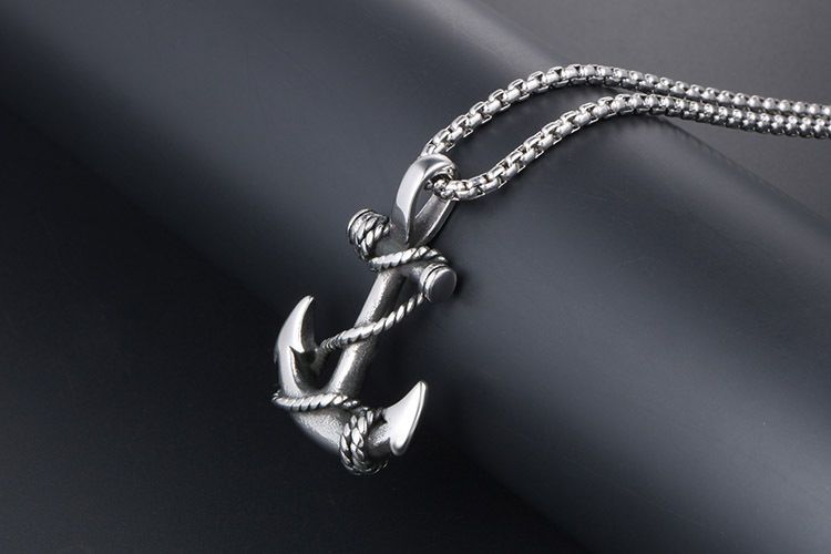 Ancre de navire, collier en acier titane, design de niche tendance pour hommes, accessoire personnalisé minimaliste hip-hop, cou_voghion.com