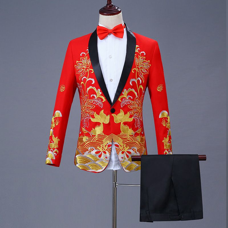 CT Performance Herrenanzug-Set im chinesischen Stil für Erwachsene, Hochzeit, Sänger, Bühne, Chor, Moderator, Kostüm, Abendgarderobe_voghion.com