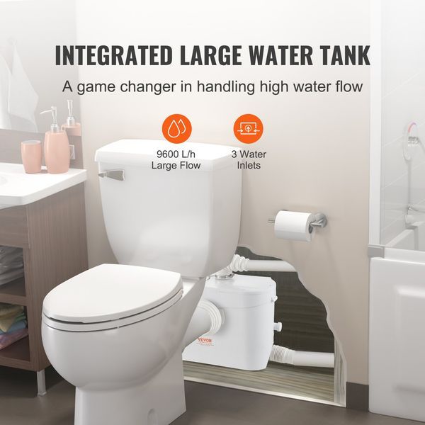 Macerator Pump, 700W, 9600 L/h Flow, 32.8 Ft/10 M Head, Macerator Sewerage Sump Pump With 3 Water Inlets For Toilet, Basement, Kitchen, Sink, Showe_voghion.com