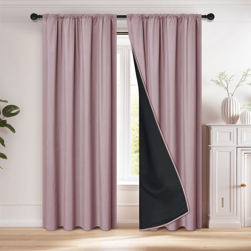 100% Blackout Curtains For Living Room - Rod Pocket Sun Blocking Thermal Insulated Drapes - Modern Style (Multiple Sizes & Colors)_voghion.com
