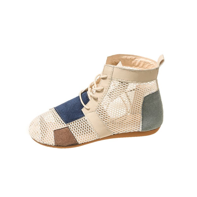 2025 New Short Tube Casual All Inclusive Cool Boots For Women, Fashionable Plus Size Splicing Breathable Mesh Round Toe_voghion.com