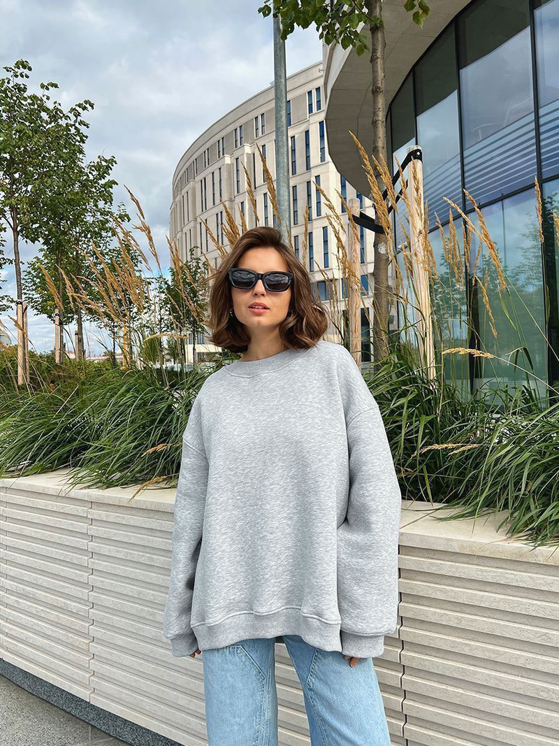 Robe femme col rond sweat à capuche ample femme_voghion.com