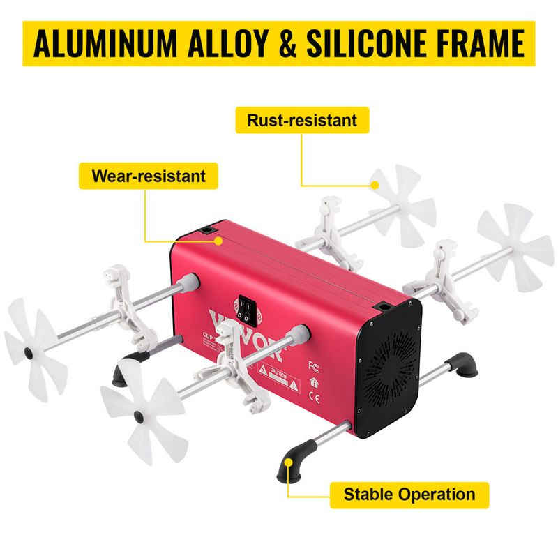 VEVOR 4 Cup Turner, 2 Speeds Multiple Tumbler Spinner Rotator Machine Kit with 4 Removable and Adjustable Arms, Mute Motor, Aluminum Alloy Frame, 4 In_voghion.com