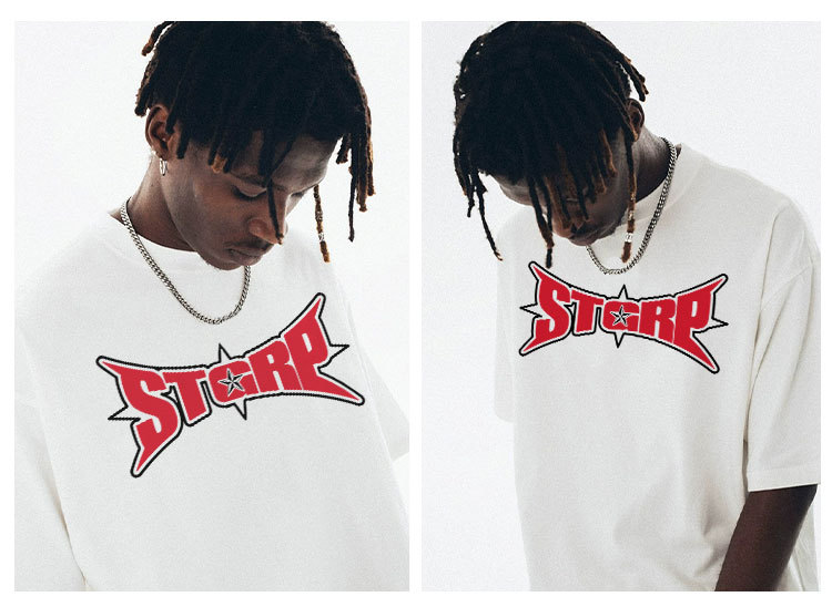 Kurzarm-T-Shirt der nationalen Modemarke STA für Herren für Jungen und Mädchen im Sommer, schwere Baumwolle, halbärmelige Nischenoberteile für Paare_voghion.com