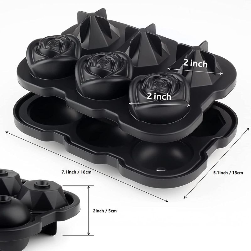 Rose Ice Cube Tray with Covers - Silicone Tray 3 Ice Ball Maker for Chilled Cocktails, Whiskey & Juice-Easy Release Large Ice Cube Form with Benefits_voghion.com