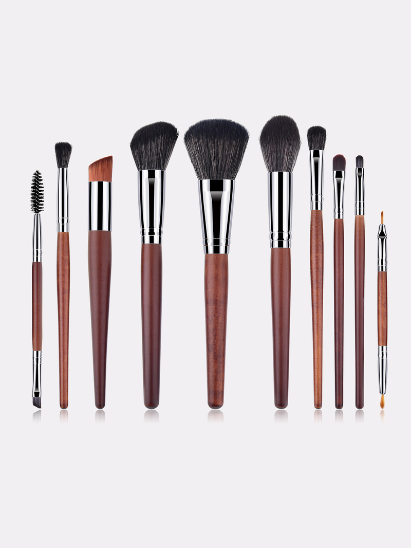 10-teiliges Make-up-Pinselset in Mahagonifarbe_voghion.com