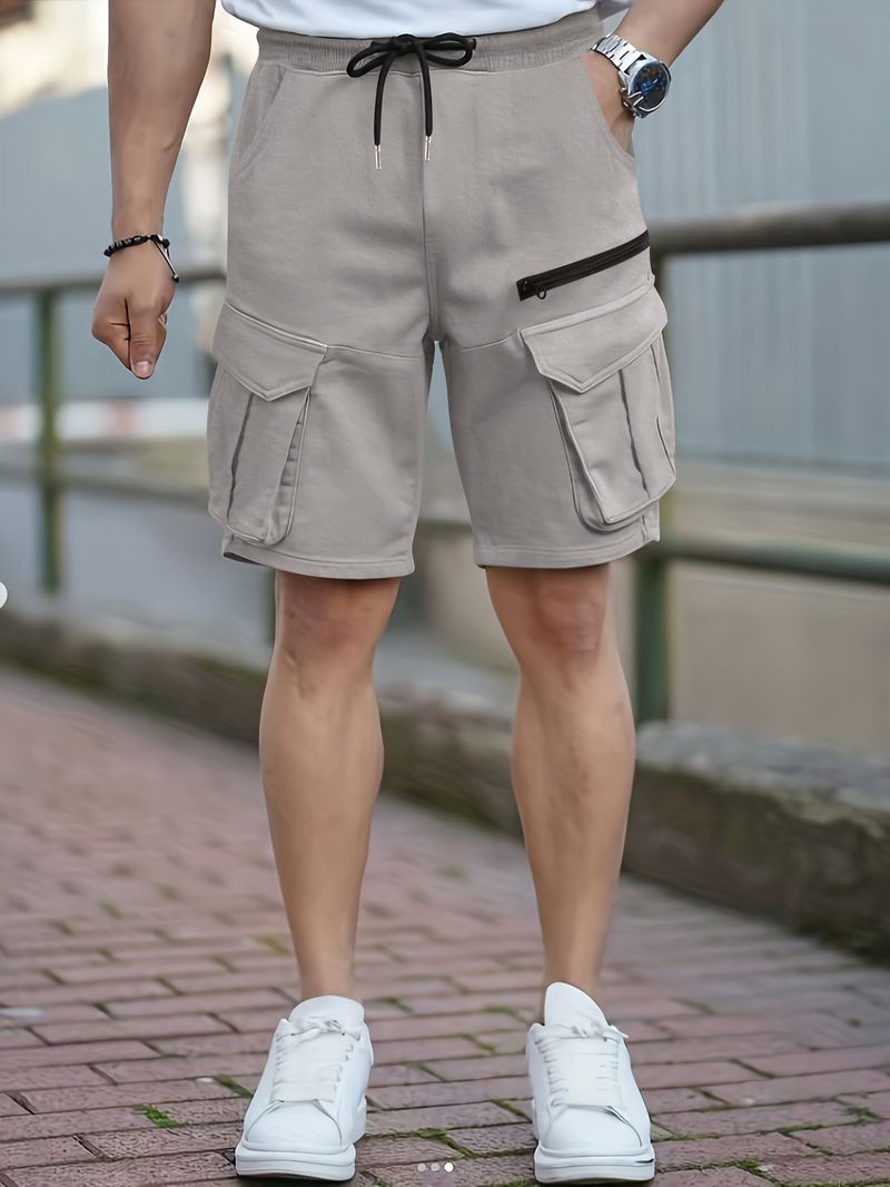 Vêtements pour hommes, vêtements de sport rétro, shorts décontractés, pantalons d'été en soie glacée, pantalons amples à cinq points_voghion.com