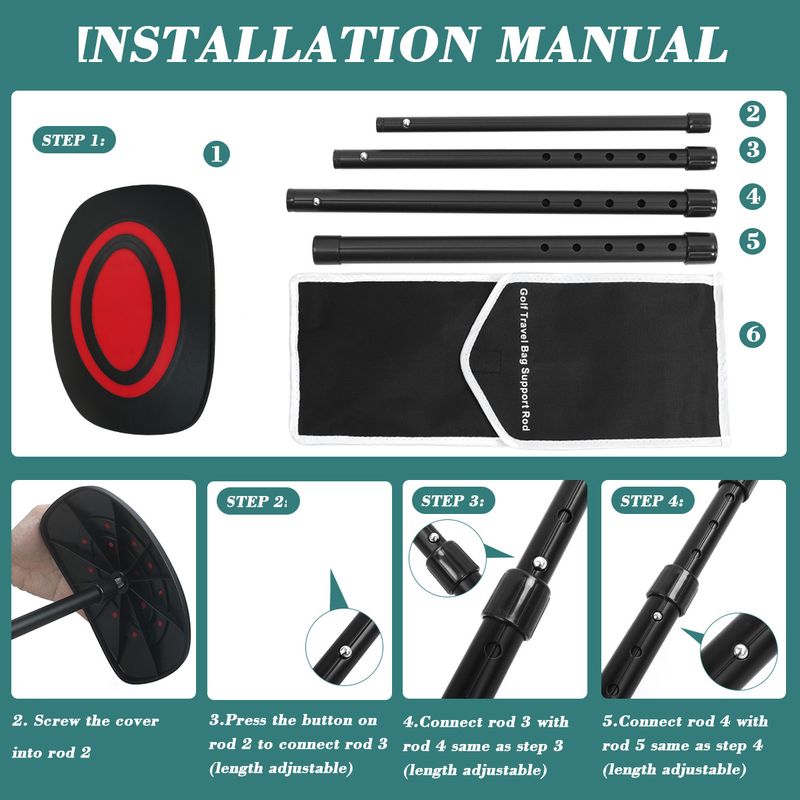 Rod Three Four Sections Retractable Aluminum Alloy Golf Support Prevents Bag Deformation_voghion.com