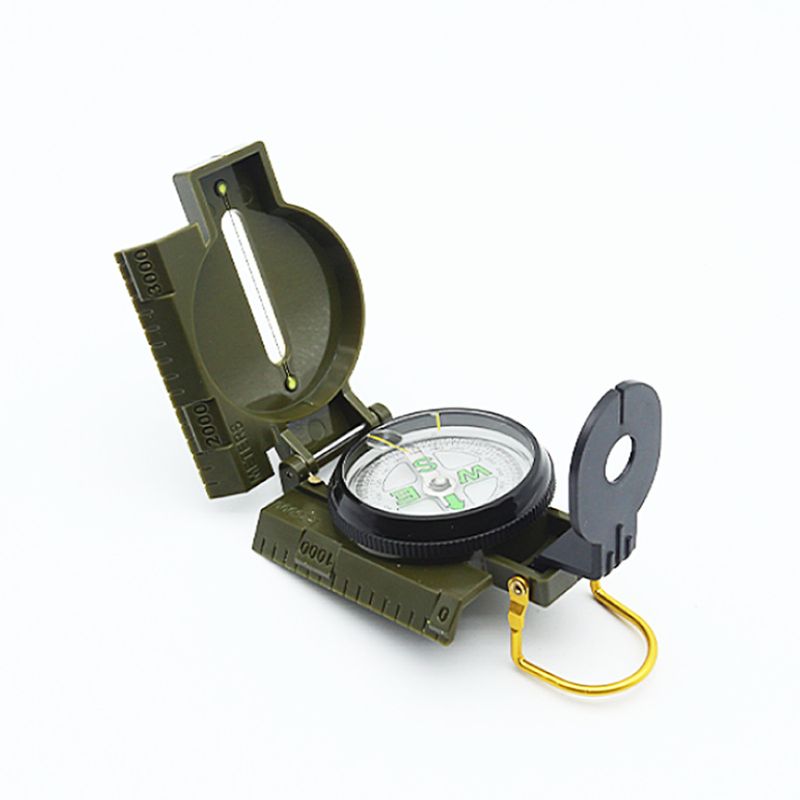 Brújula multifuncional para supervivencia al aire libre, senderismo, acampada, viajes, color verde militar._voghion.com