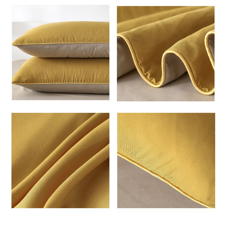 Home Furniture Simple Solid Color Sanded Double Stitching Craft Three Piece Pillowcase Quilt Cover Set_voghion.com
