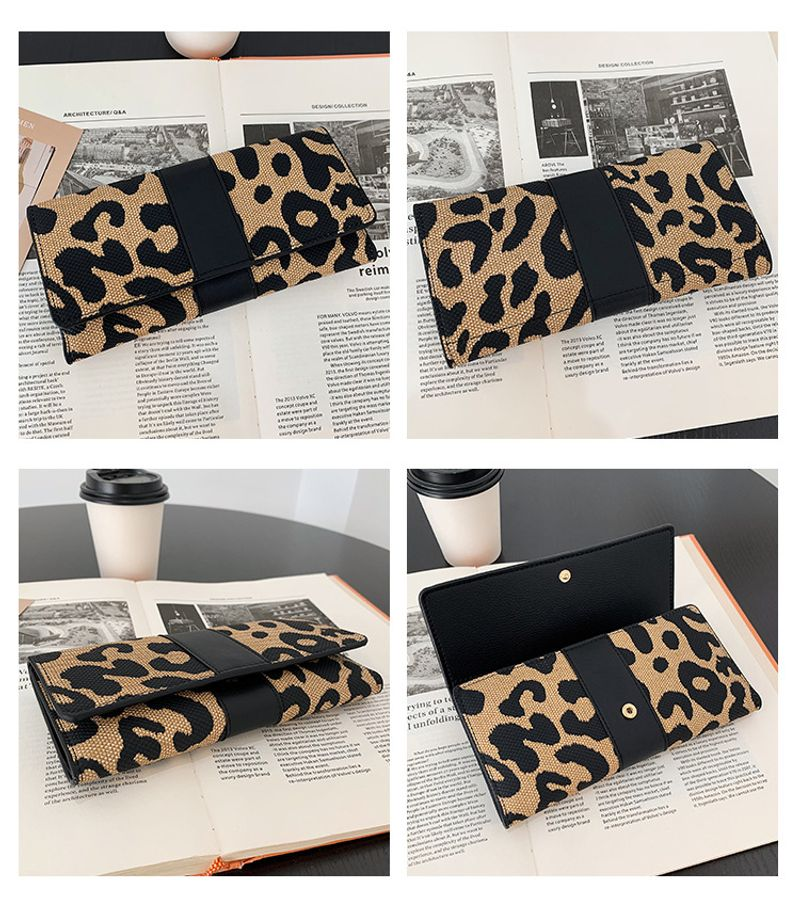 Women's 2024 New Leopard Print Internet Celebrity Fashion Large Capacity Coin Purse Folding Multi-Card Slot Long Wallet_voghion.com
