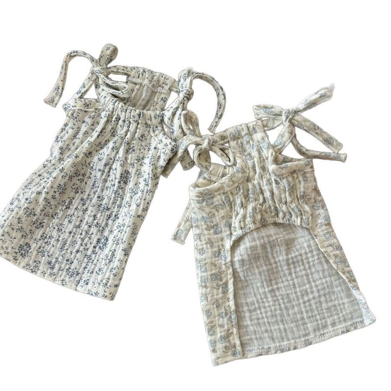 Pigiama in garza traspirante con imbracatura, per animali domestici, vestiti per cuccioli, cani di piccola taglia, in cotone, per primavera ed estate_voghion.com