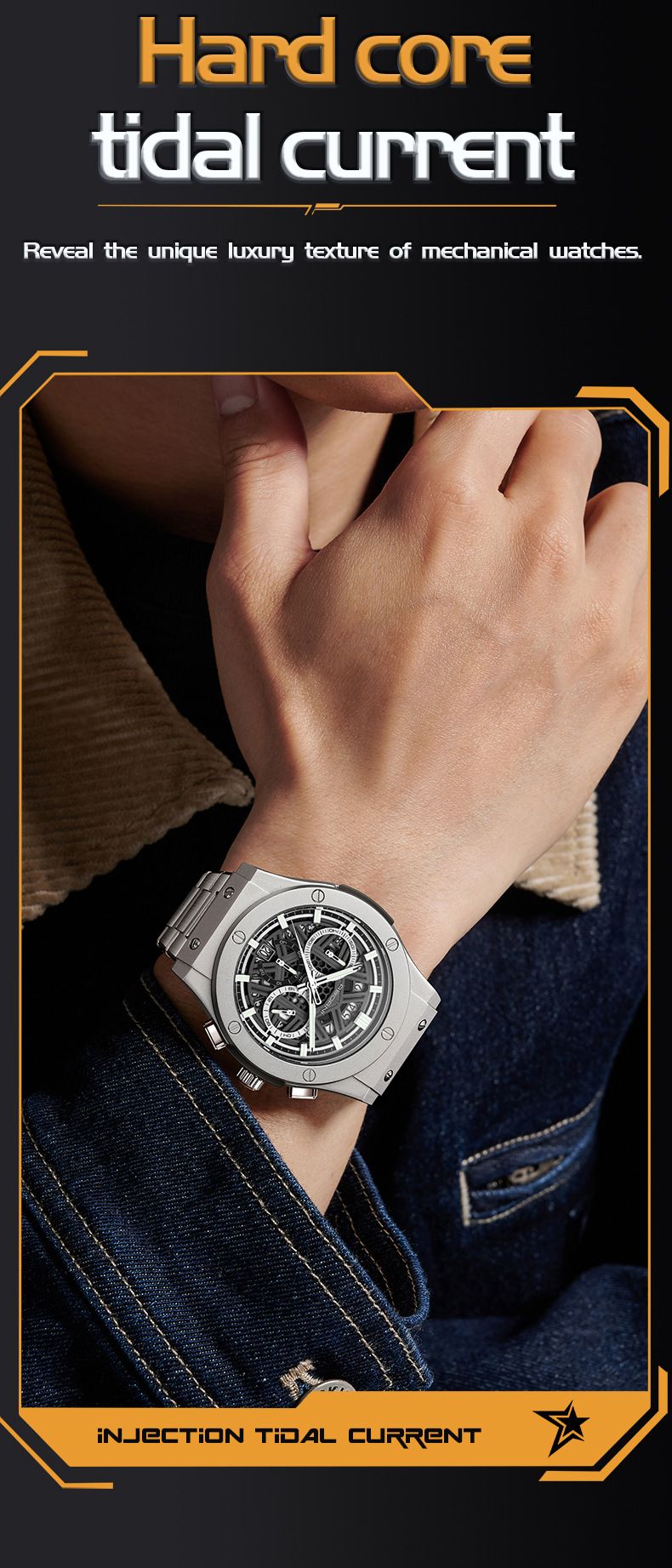 Men's Multifunctional Waterproof Luminous Quartz Watch With Chronograph, Date Display, And Stainless Steel Band (Sizes 42mm)_voghion.com