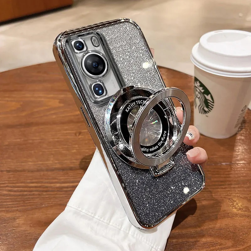 pro con soporte de succión magnética, funda con purpurina para Huawei P60 P50 Pro Honor X7a X8a X8 X8b funda con soporte p 60_voghion.com